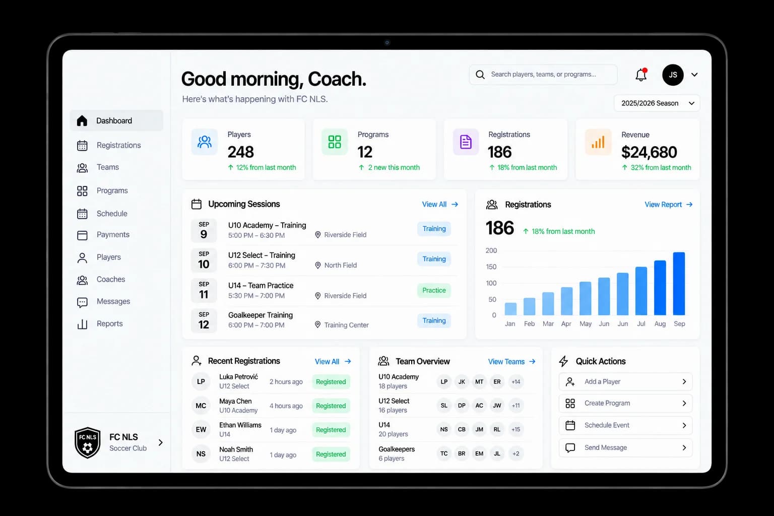 Next Layer Sports dashboard preview